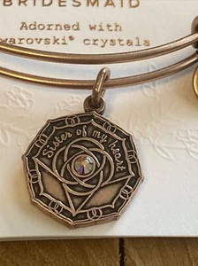 NWT Alex and Ani~Bridal "BRIDESMAID" Charm Bangle Rose Gold Bracelet w/Card - Picture 1 of 5