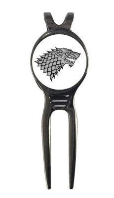 GOT House Stark Game of Thrones Golf Ball Marker + Black Gunmetal Divot Tool