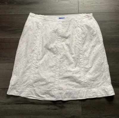 J.H. Falda de algodón bordada floral con ojales blancos de mujer de colección talla 18W Foto 1 de 4