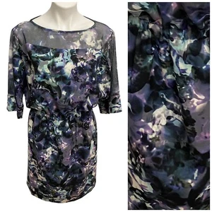 Tahari Dress Womens Medium Purple Blouson Mesh Knit Work Office Career Date - Picture 1 of 17