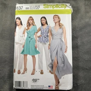 Simplicity 8137 Plus Size Wrap Dress Top Pants Sewing Pattern 20W–28W Coastal - Picture 1 of 8
