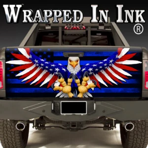 Blue American Flag Eagle American Flag Police Tailgate Truck Wrap MATTE - Picture 1 of 2
