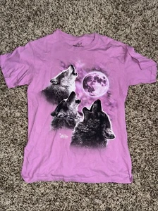 Vintage The Mountain T Shirt w Wolf Graphic Size Small Purple Rare - Picture 1 of 3