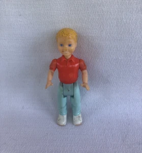 Playskool Dollhouse blonde Boy Brother Son Doll Orange Shirt Blonde 3 inch - Picture 1 of 4
