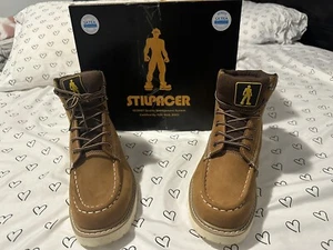 Botas de trabajo para hombre Stilpace marrón cuero genuino. L Welt construcción nueva - Imagen 1 de 7
