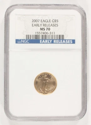 2007 1/10 Oz. G$5 Oro American Eagle Graduado Por NGC Como MS70 Moneda Er - Imagen 1 de 2
