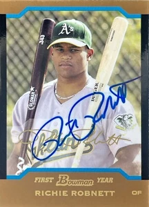 2004 Bowman Draft Gold Richie Robnett Rookie Oakland Athletics AUTO SIGNED COA - Picture 1 of 1