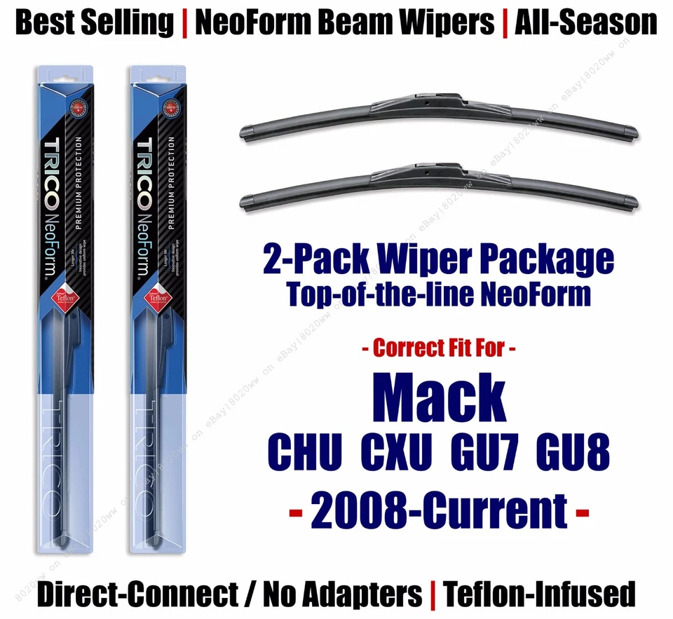 Paquete de 2 escobillas limpiaparabrisas NeoForm para Mack CHU CXU GU7 GU8 2008-2018 - 16200x2 Foto 1 de 1