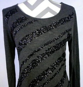 Coldwater Creek schwarze Pailletten Größe S ? langarm freizeit damen Brustumfang 34-36 - Bild 1 von 7