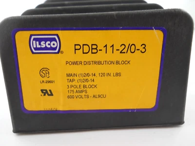 New ~ Ilsco PDB-11-2/0-3 Power Distribution Block, 3 Pole Block, 175 A, 600 V - Image 1 of 4