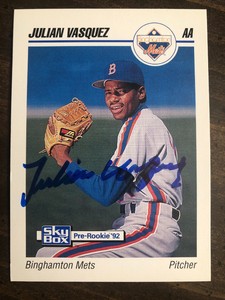 1992 Skybox Julian Vasquez RC Auto Signed Autograph Binghamton Mets 