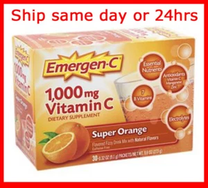 Emergen-C Vitamin C 1000mg Super Orange Immune Support 30 Pack Fast Free Ship - Picture 1 of 12