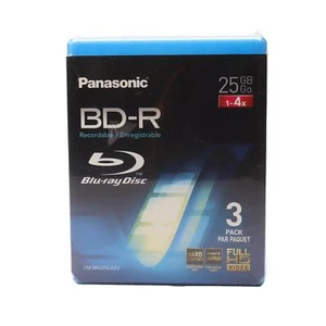 Panasonic Blu-ray Disc BD-R (4x) 25GB - 3 Pack - LM-BRU25LAE3 - Picture 1 of 4