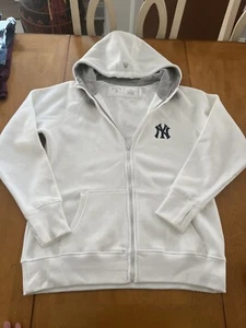 MLB New York Yankees Antigua Sudadera con Capucha Cremallera Mujer Grande Blanco - Imagen 1 de 9
