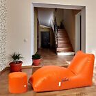 Lounger  Bean bag cover with Footrest Cover Without Beans Faux Leather (Orange)