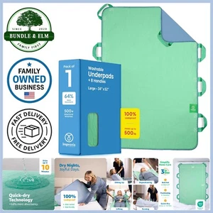 Almohadilla de cama de posicionamiento 34x52 impermeable asas reutilizables secado rápido ancianos - Imagen 1 de 11