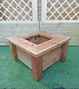 Small Garden Planter Square Decorative Raised Bed Flower Display 50x50x29h cm - Picture 1 of 3