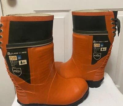 Viking Boots 8 VW 68 Timberwolf Chainsaw Lug Sole Orange Tall Lace Back - Image 1 of 4