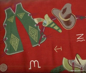 Stackhouse Ranch red cowboy hats boots chaps brands Alexander Henry fabric 28 in - Picture 1 of 1
