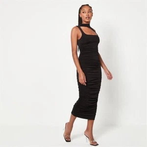Missguided High Neck Ruched Slinky Midaxi Dress Petite Size 10 ( S) New - Picture 1 of 4