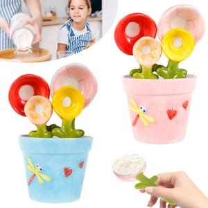 4Pcs Flower Measuring Spoons Set in Pot Cute Ceramic Measuring Spoons with .f - Picture 1 of 18