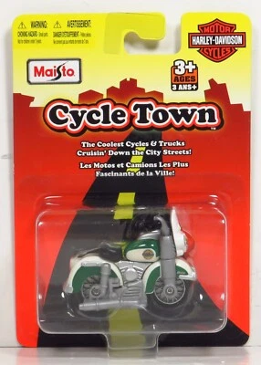 Maisto Harley Davidson Cycle Town Harley Davidson Green & White 1:64?? - Image 1 of 4