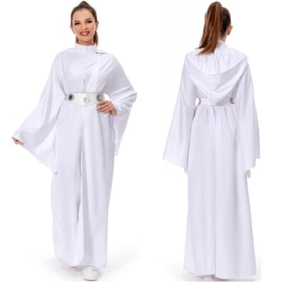 Star Wars Princesa Leia Halloween Mujeres Juegos con disfraces Blanco Disfraz Trajes con Sombrero Foto 1 de 4