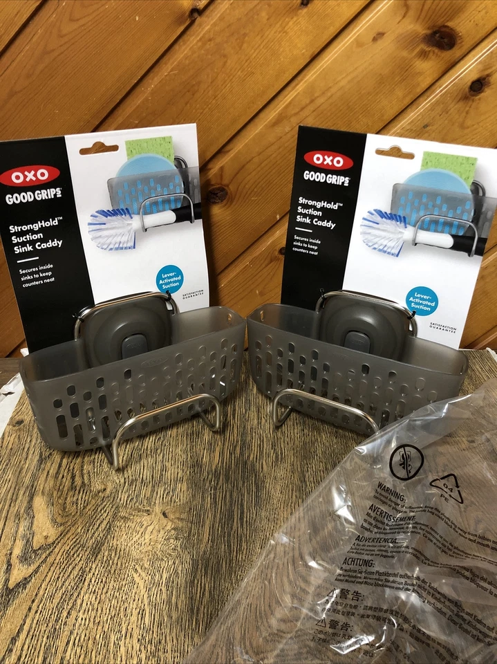 OXO Good Grips Stronghold Suction Sink Caddy - Sponge Soap Organizer Holder