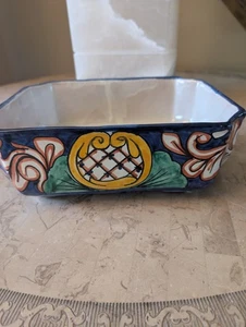 Talavera Mexico Ceramic Rectangular Succulent/Herb/Flower  Pot Planter 10" - Picture 1 of 9