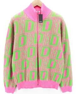 Maglione donna DSQUARED2 M rosa verde fantasia zip maglia misto lana - Foto 1 di 9