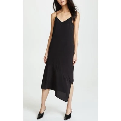 NWT Equipment Black Silk Asymmetrical Sleeveless Jada Slip Dress Women's Large - Image 1 of 4