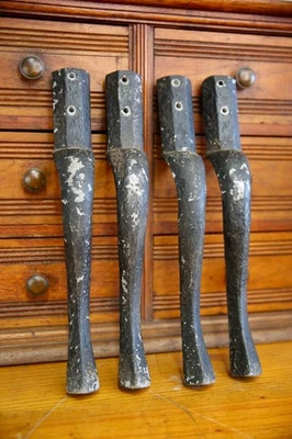 Antique Medical Cabinet Industrial Metal Legs set of 4 Vintage black - Image 1 of 4