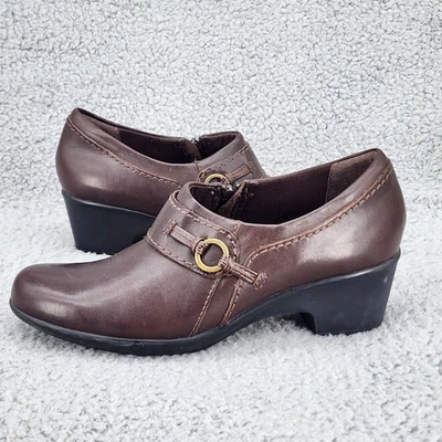 Clarks Mujer Botines Talla 7 Marrón Cuero Cremallera Cómodo Oficina Zapatos Mocasín Bomba Foto 1 de 4