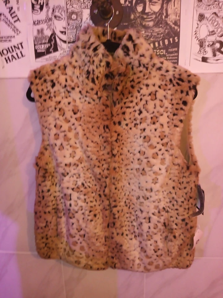 Chaleco reversible Giacca para mujer talla mediana estampado animal piel sintética cremallera completa Y2K Foto 1 de 4
