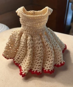 Hand Crocheted Barbie/Doll Dress Outfit Red & White - Picture 1 of 4