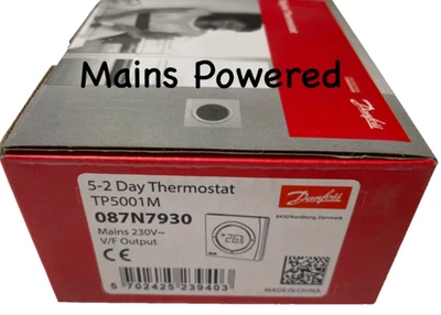 Danfoss TP5001M Mains Powered 5-2 Day Programmable Room Thermostat 230V 087N7930 - Image 1 of 4