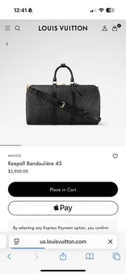 Louis Vuitton Keepall Bandoulière 45 Black Leather Monogram Empreinte Giant - Image 1 of 4