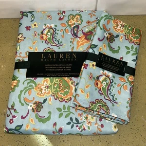 Lauren Ralph Lauren Tablecloth 60 X 120 & Napkins 19 X 19 Tropical Paisley NEW - Picture 1 of 8