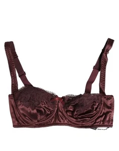 Dolce & Gabbana Burgundy Silk Underwired Balconette Bra Women's Underwear - Picture 1 of 4