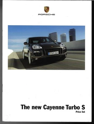 Porsche Cayenne Turbo S 4.8 Price, Equipment & Options 2008-2009 UK Brochure - Image 1 of 2