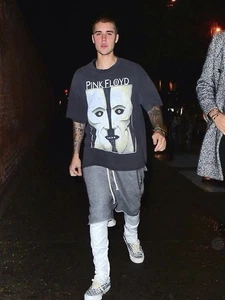 Vintage Pink Floyd The Division Bell Tour Band Justin Bieber T-Shirt Sz L Black - Picture 1 of 10