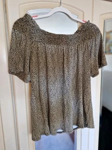 DOROTHY PERKINS Ladies Leopard Print Gypsy Top Size M (Waist 22") Cute Summer - Picture 1 of 9