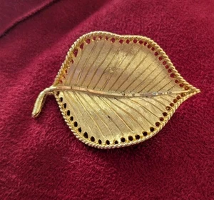 Vintage Brosche BSK Blattgold geätzt signiert - Bild 1 von 3