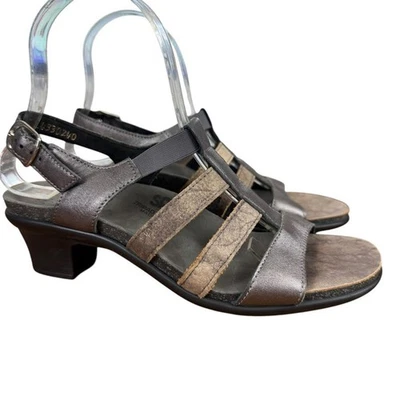 Sandalias de tacón grueso metálico SAS Allegro Lusso para mujer zapatos de cuero con tiras 7,5 N Foto 1 de 4