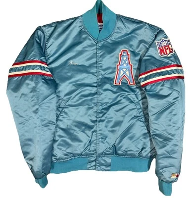 Chaqueta de satén vintage de los 90 Houston Oilers NFL fútbol americano auténtica para principiantes mediana Foto 1 de 4