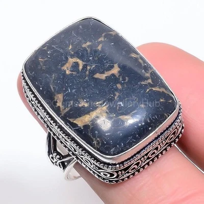 Anel declaração boho turquesa preto cobre natural prata 925 Daughters Day Deal - Imagem 1 de 4