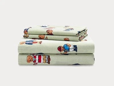 NIP POLO Ralph Lauren зеленый полоски поло плюшевый медведь 4 изделия лист комплект - полный - Изображение 1 из 4