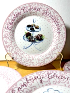 Dessertteller 4er Set rosa Wirbelrand Polka Dots Desserts Once Upon a Rose - Bild 1 von 17