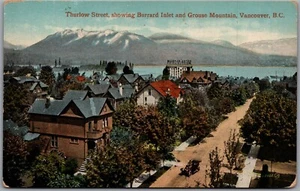 Postal Vancouver BC Thurlow Street mostrando Burrard Inlet and Grouse Mountain - Imagen 1 de 2