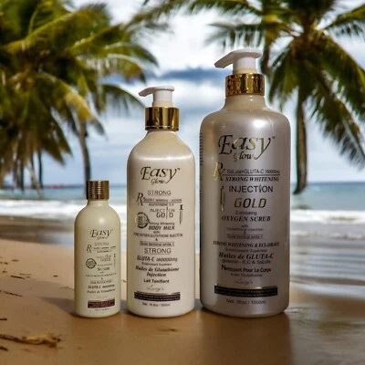 Easy Glow Gold Whitening Body Milk 500ml, Body Wash 1000ml, Serum 3 in 1 Pack - Image 1 of 4